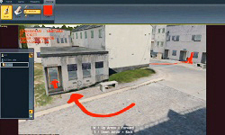 Ft. Pickett MOUT Site for use in Camber Corporation's Looking GLASS training, simulation, and asset protection tool. Real time screenshot.