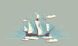 Dream Ship illustration done in Adobe Illustrator.